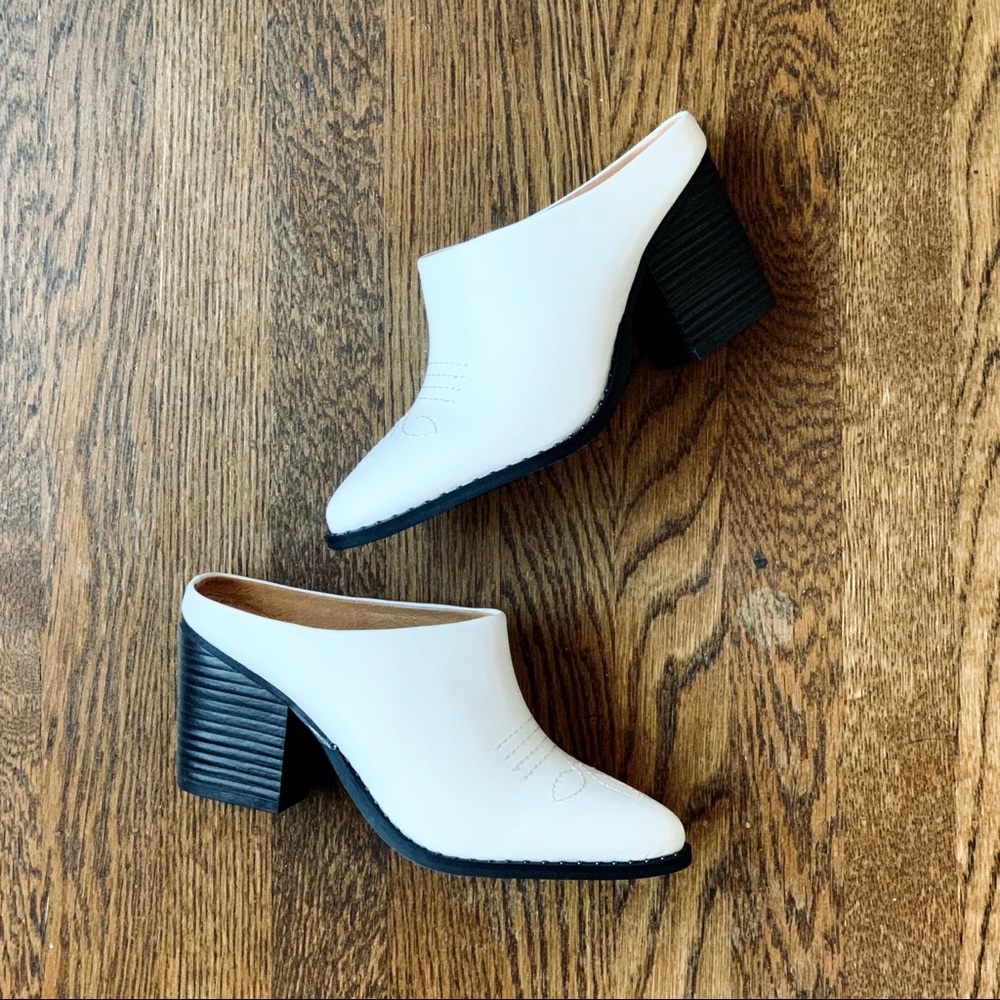 NEW Lust for Life L4L Western White Slip Mule Booties Heels